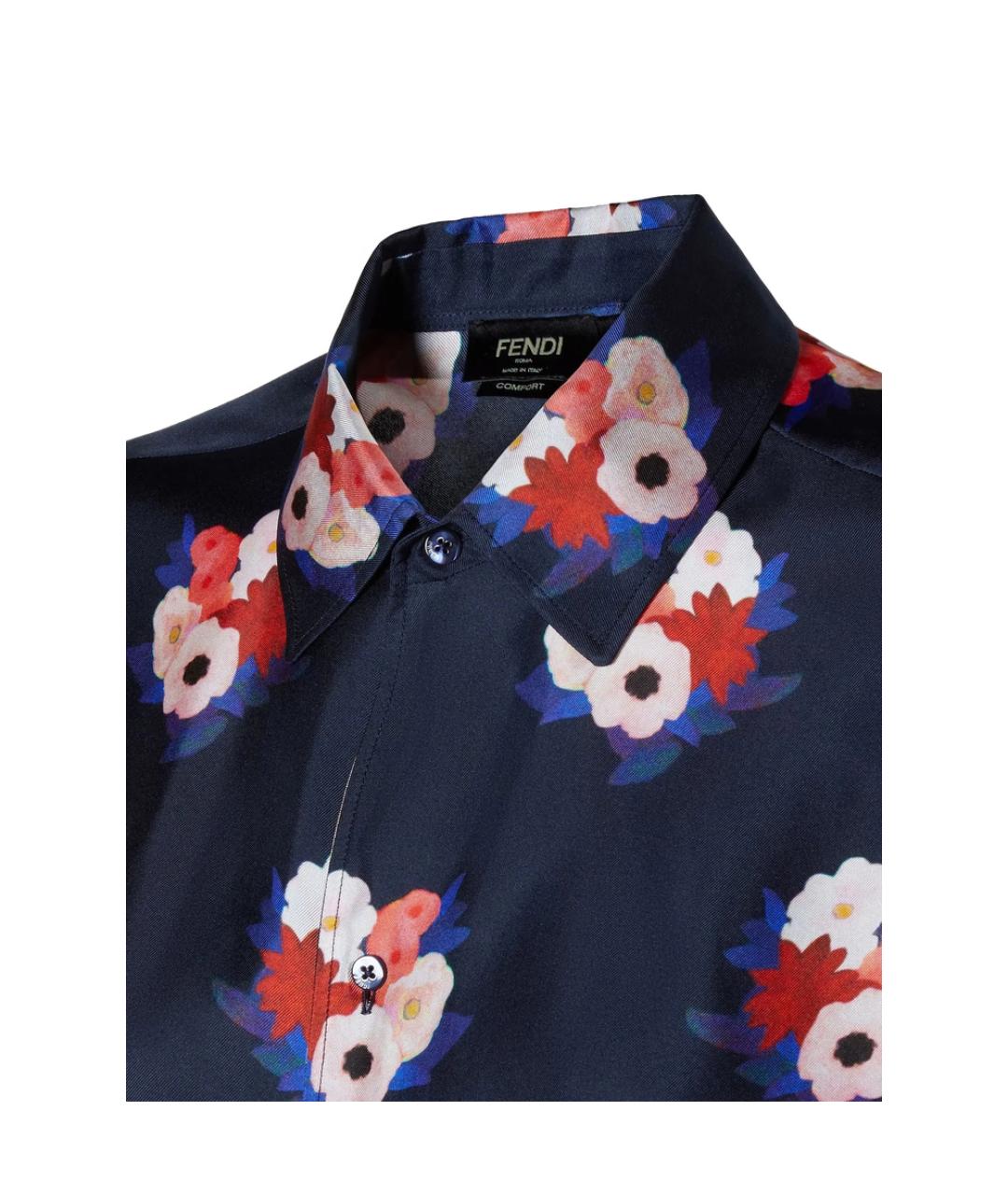 FENDI Синяя шелковая кэжуал рубашка, фото 2