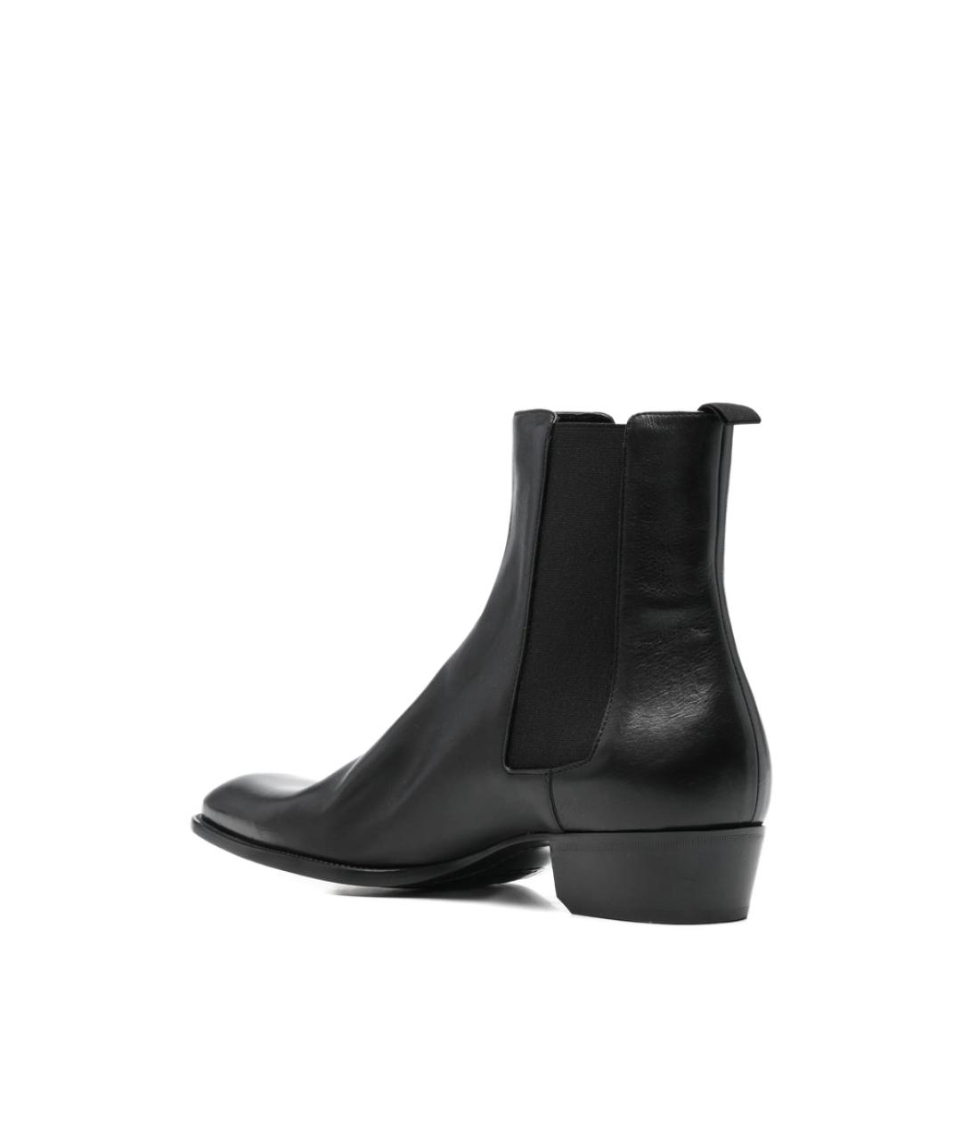 SAINT LAURENT Черные кожаные высокие ботинки, фото 3