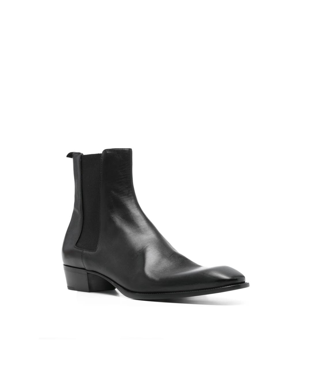 SAINT LAURENT Черные кожаные высокие ботинки, фото 2