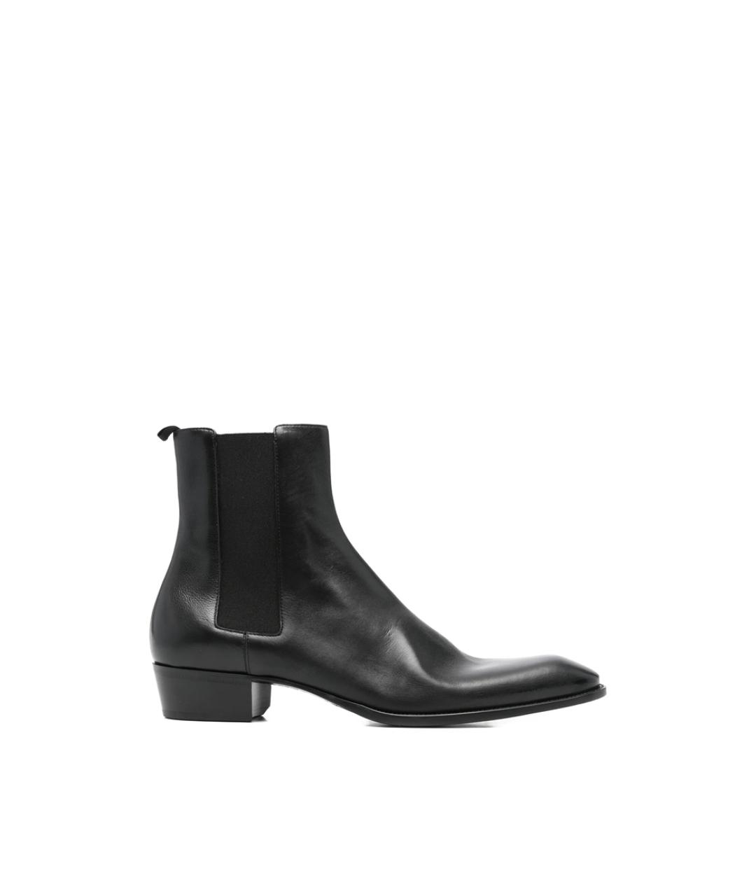 SAINT LAURENT Черные кожаные высокие ботинки, фото 1