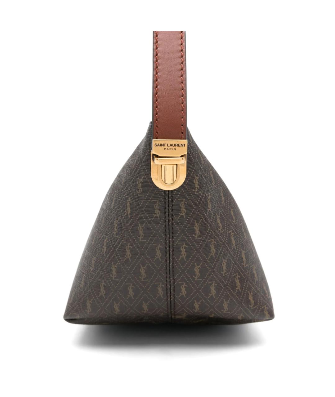 SAINT LAURENT Коричневая кожаная сумка на плечо, фото 3