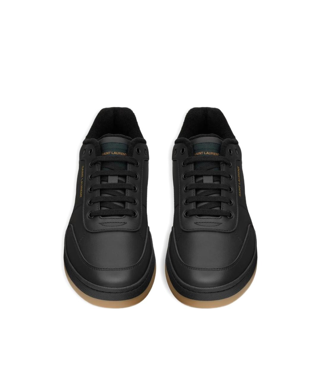 SAINT LAURENT Черные кожаные низкие кроссовки / кеды, фото 2
