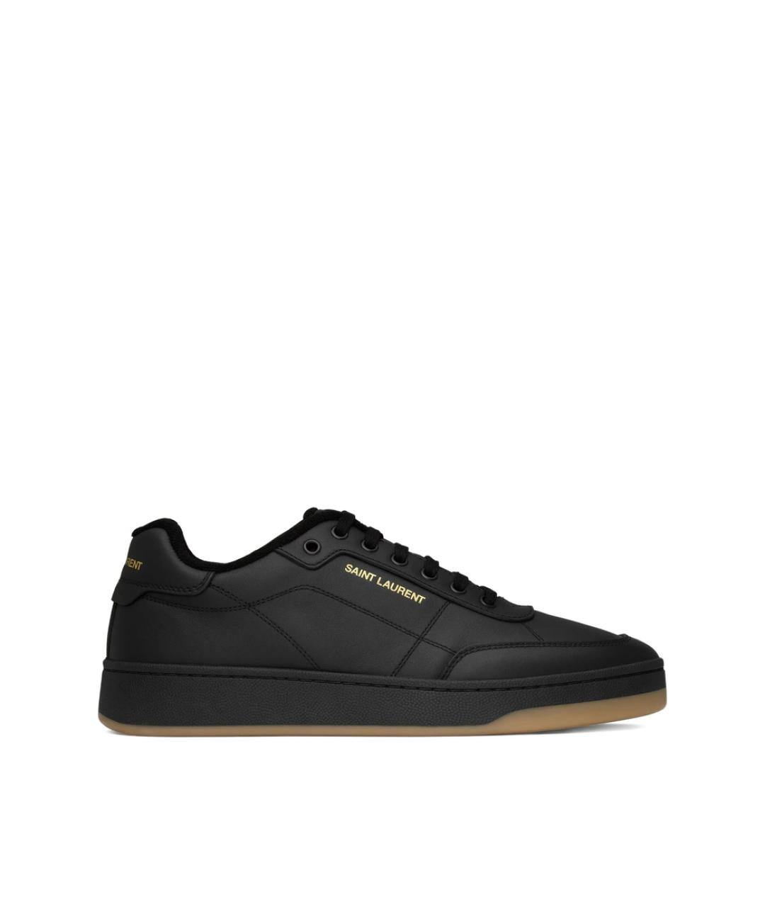 SAINT LAURENT Черные кожаные низкие кроссовки / кеды, фото 1
