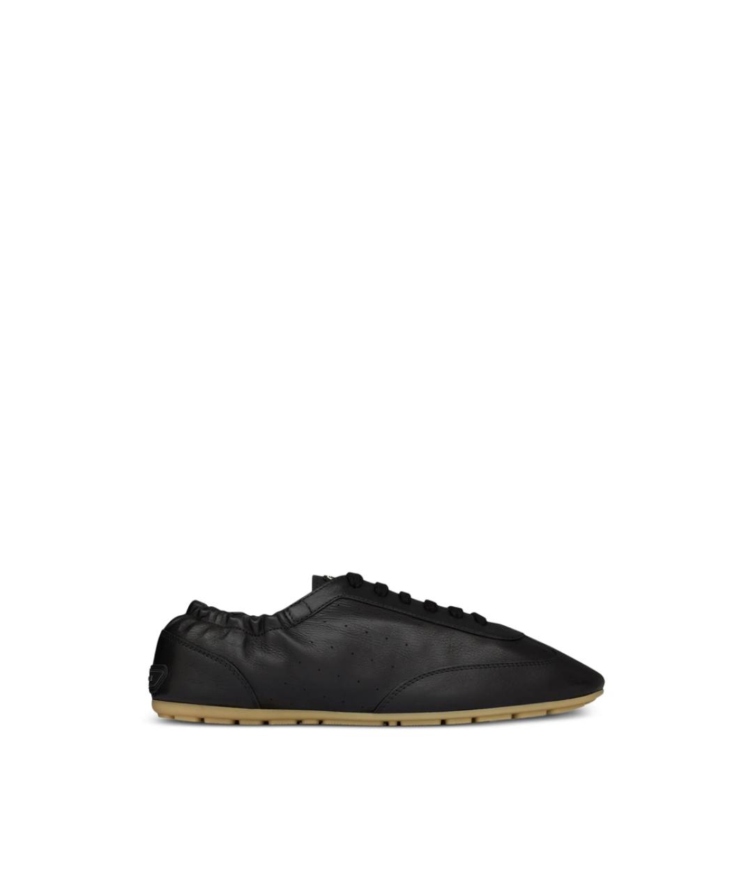 SAINT LAURENT Черные кожаные низкие кроссовки / кеды, фото 1