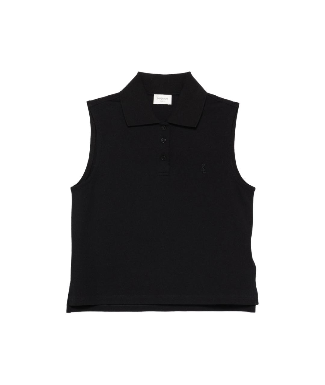 SAINT LAURENT Черная хлопковая майка, фото 1
