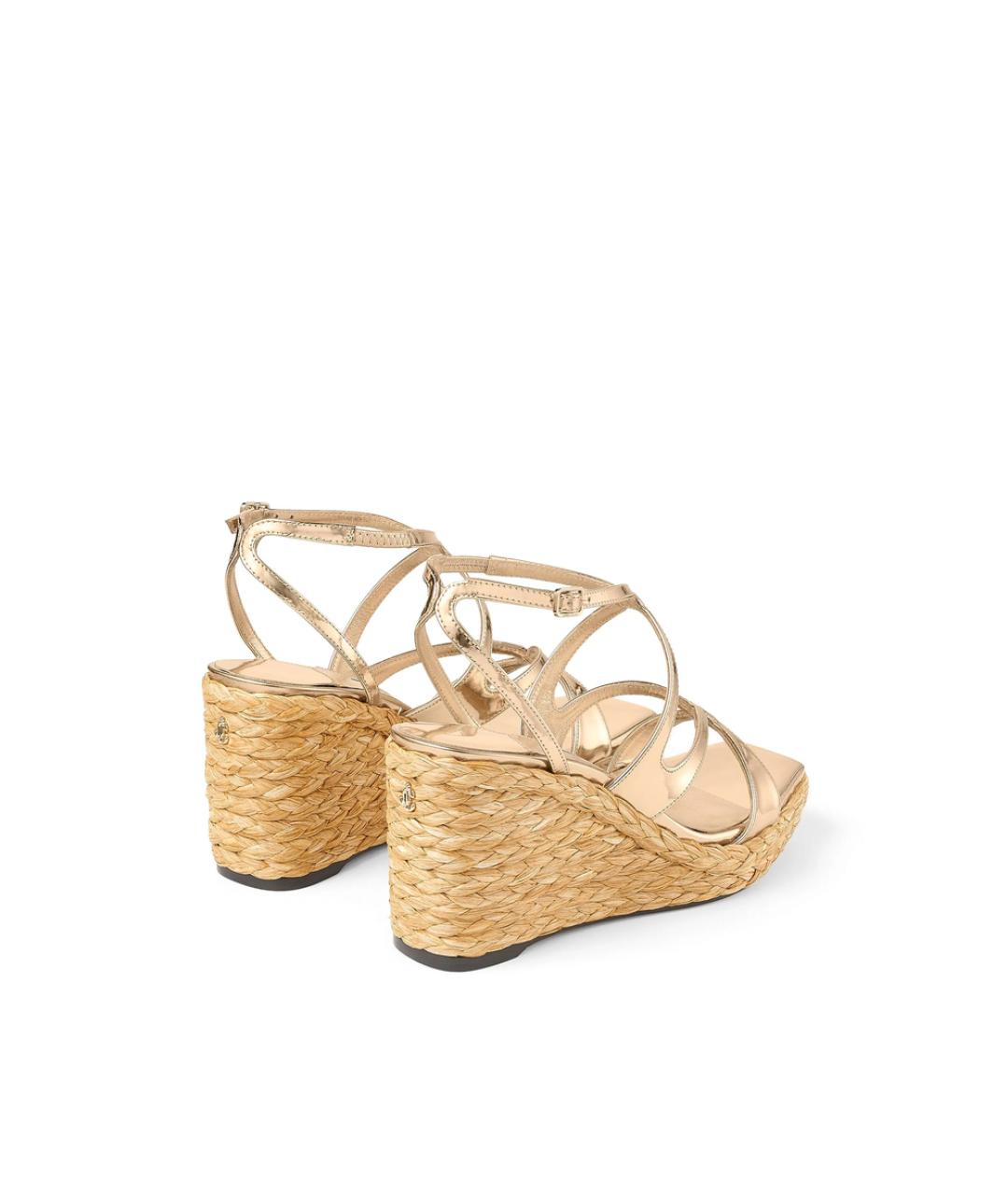 JIMMY CHOO Золотые кожаные босоножки, фото 2