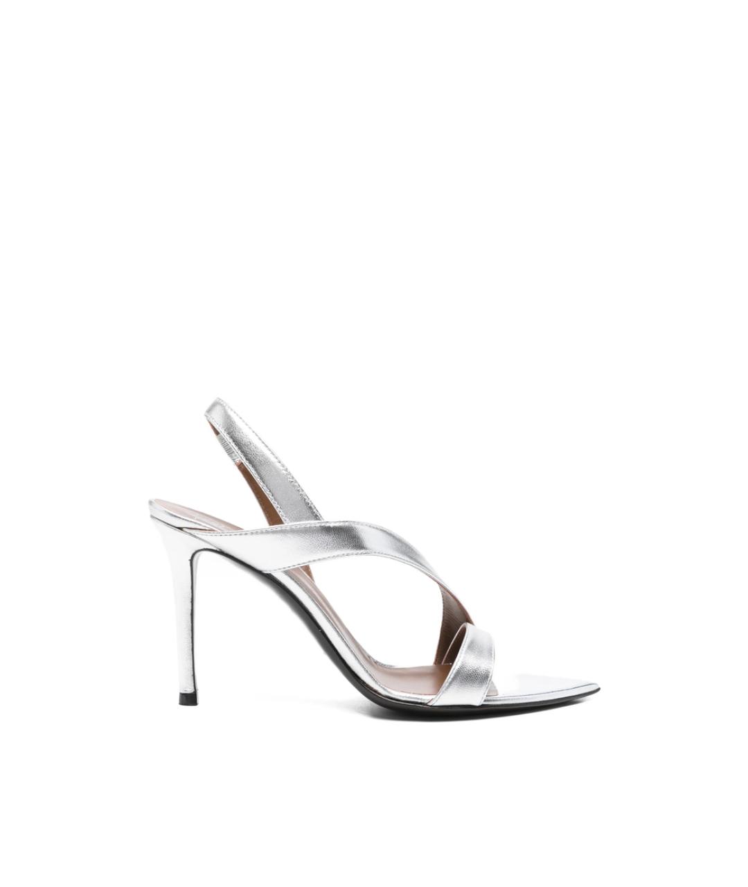 GIUSEPPE ZANOTTI DESIGN Серебряные кожаные босоножки, фото 1
