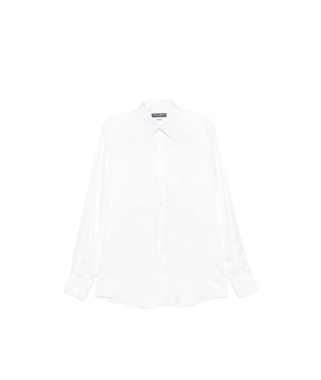 DOLCE&GABBANA Белая шелковая классическая рубашка, фото 1