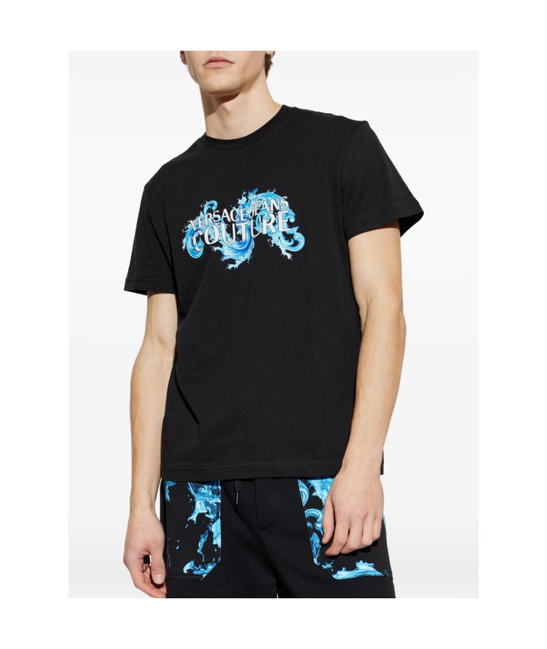 VERSACE JEANS COUTURE Черная хлопковая футболка, фото 2