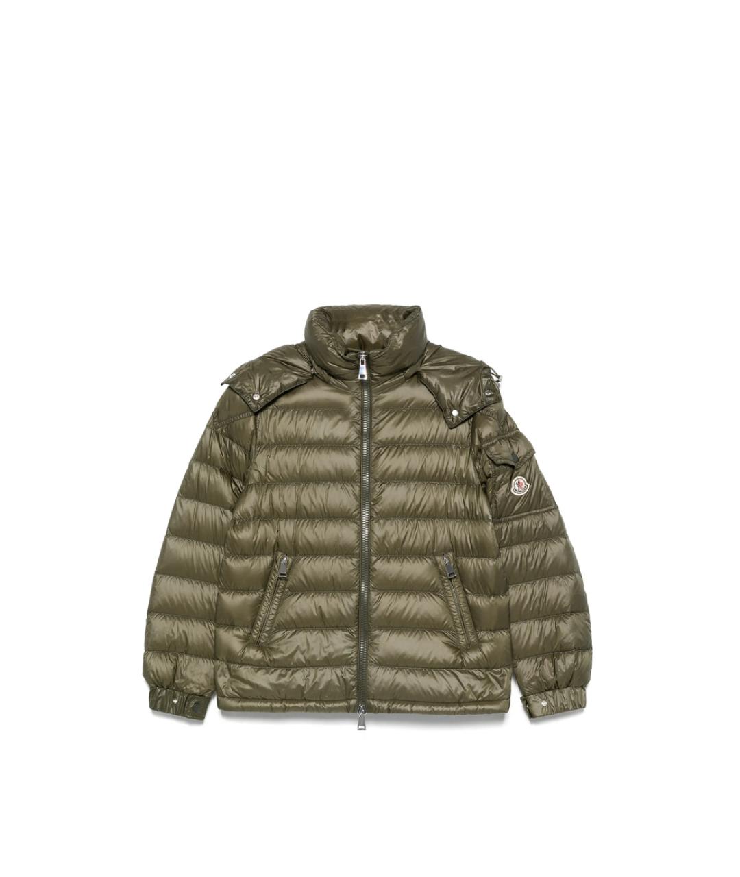 MONCLER Зеленый полиамидовый пуховик, фото 1