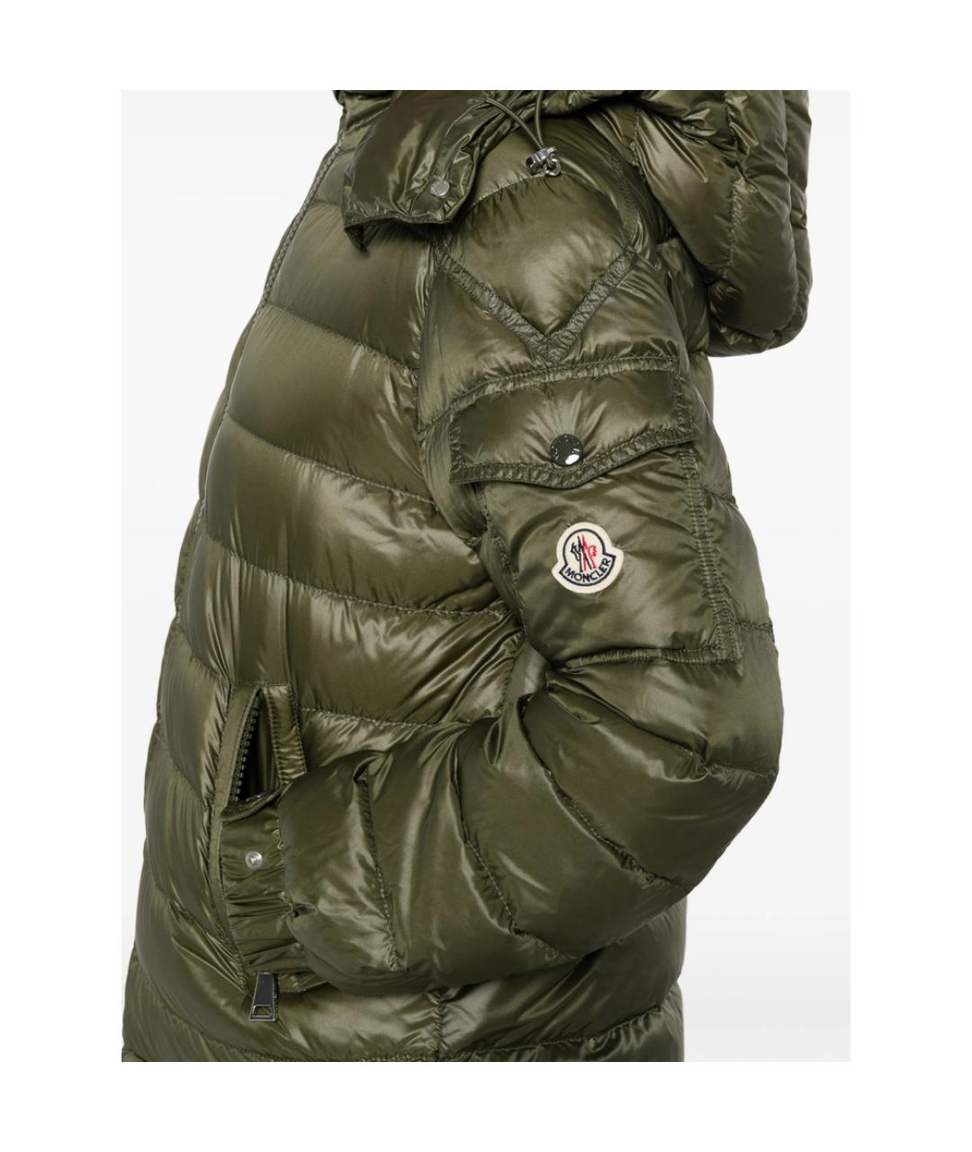 MONCLER Зеленый полиамидовый пуховик, фото 3