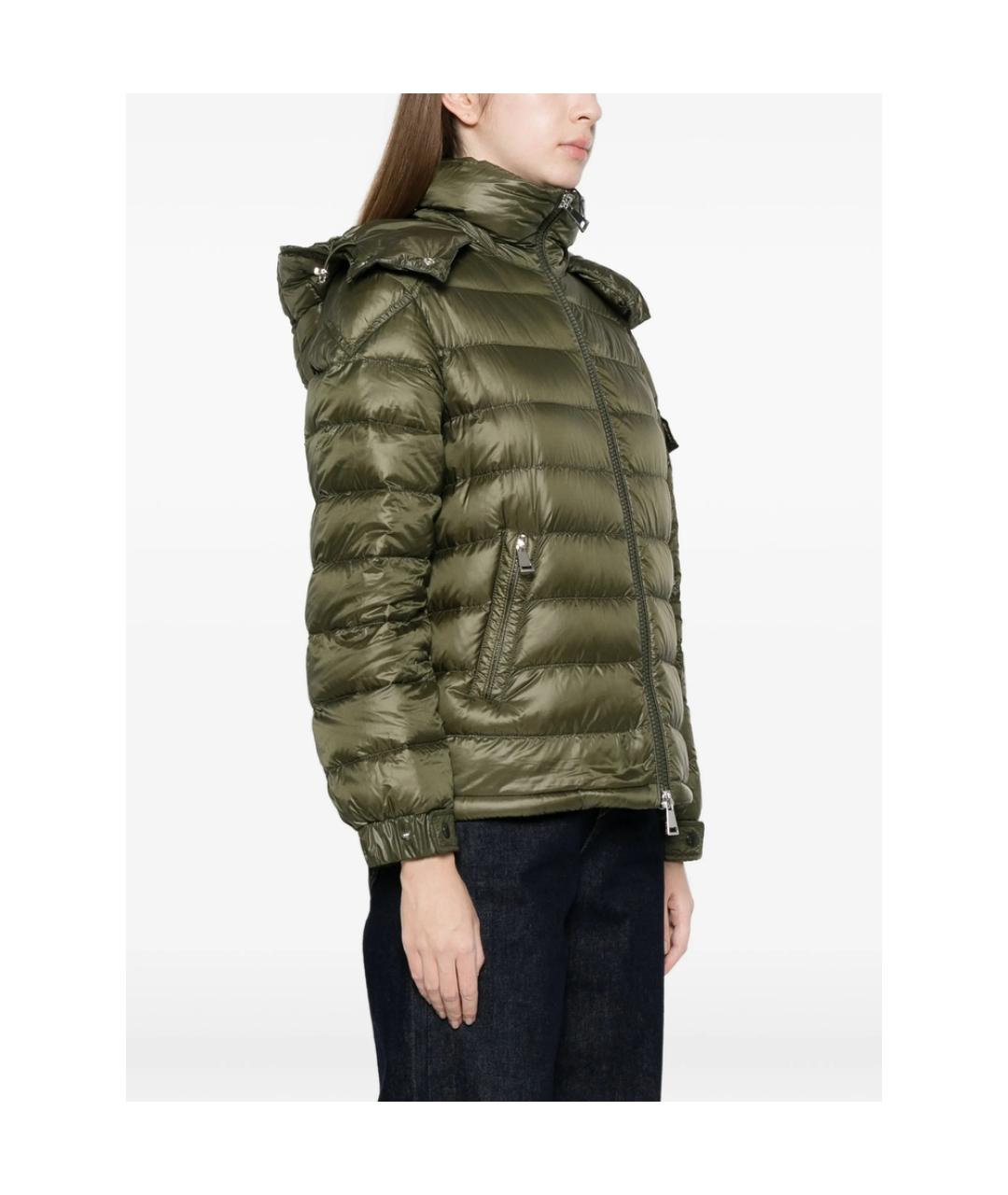 MONCLER Зеленый полиамидовый пуховик, фото 2