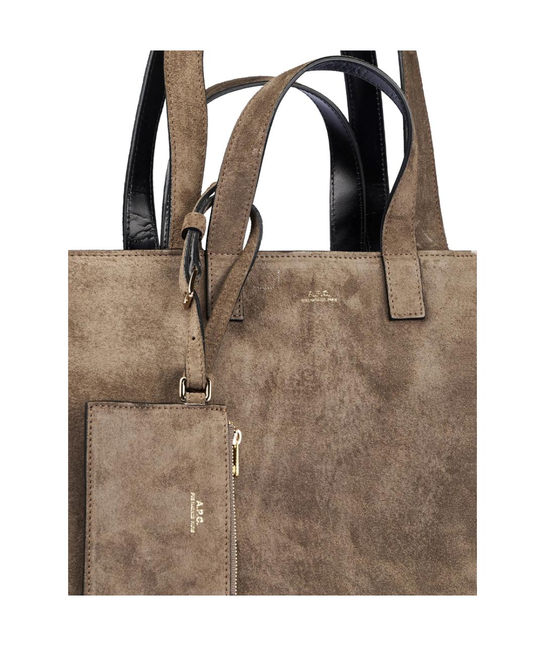 A.P.C. Коричневая кожаная сумка тоут, фото 3