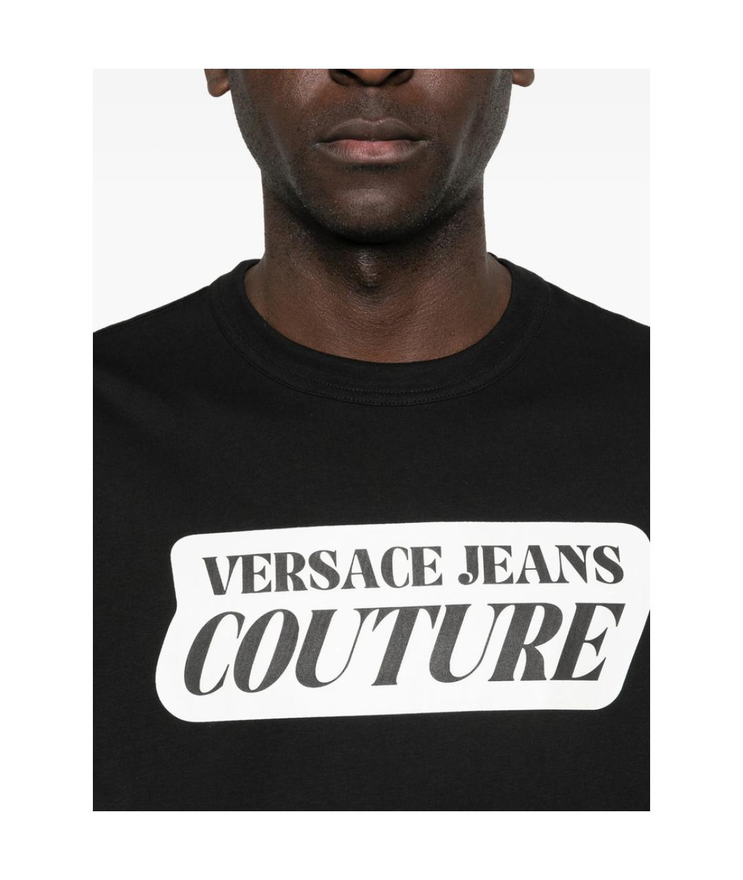 VERSACE JEANS COUTURE Черная хлопковая футболка, фото 4