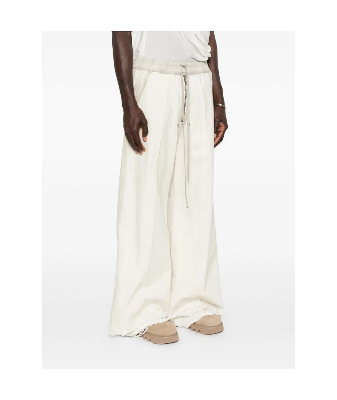 RICK OWENS Белые полиэстеровые повседневные брюки, фото 3