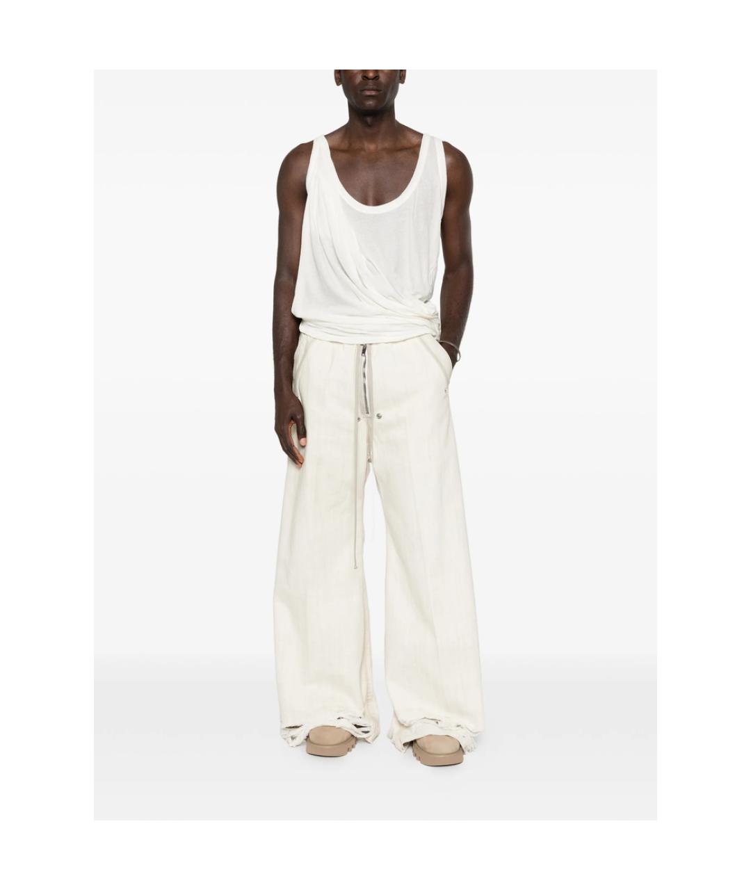 RICK OWENS Белые полиэстеровые повседневные брюки, фото 2