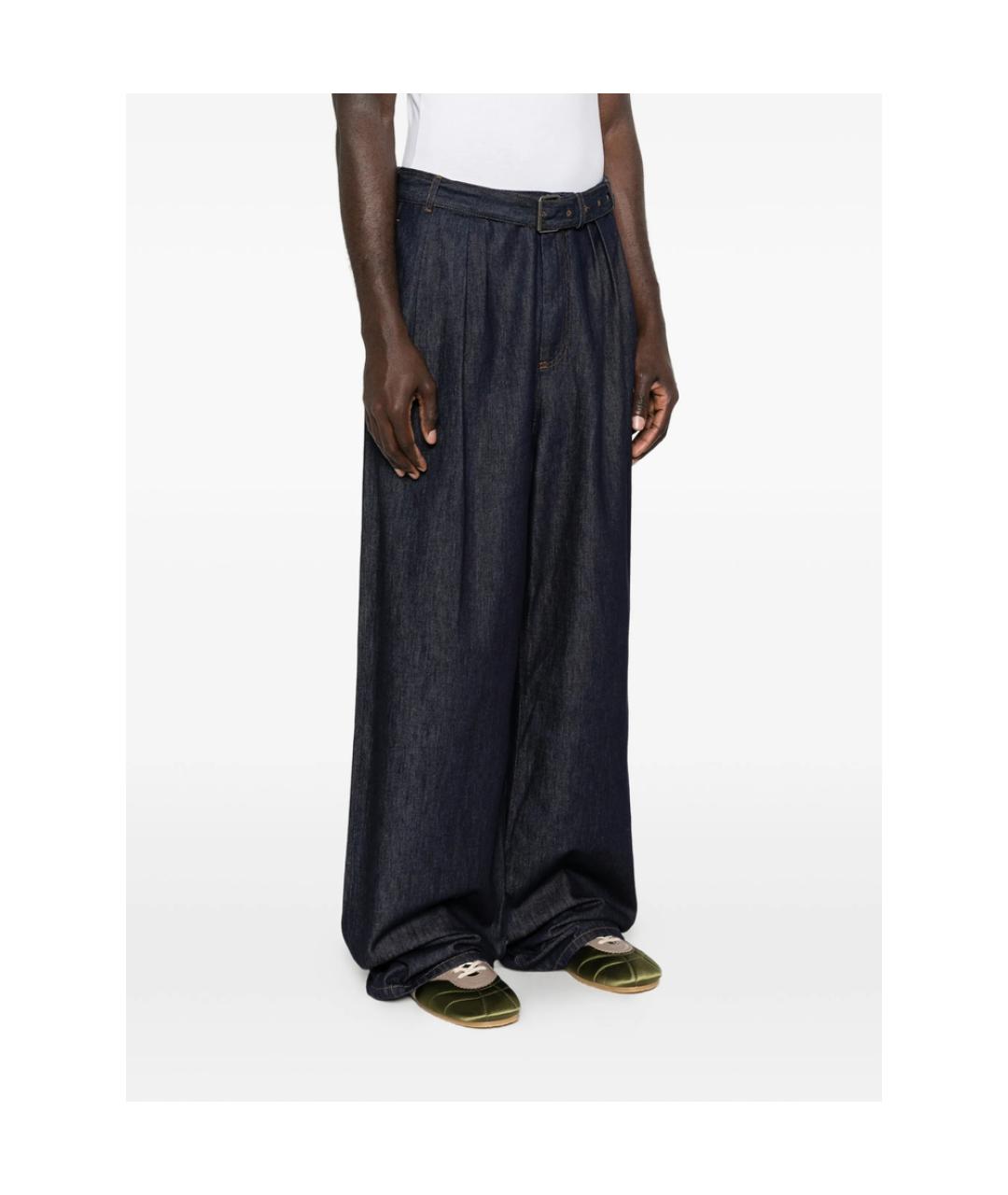 DRIES VAN NOTEN Синие хлопковые прямые джинсы, фото 3