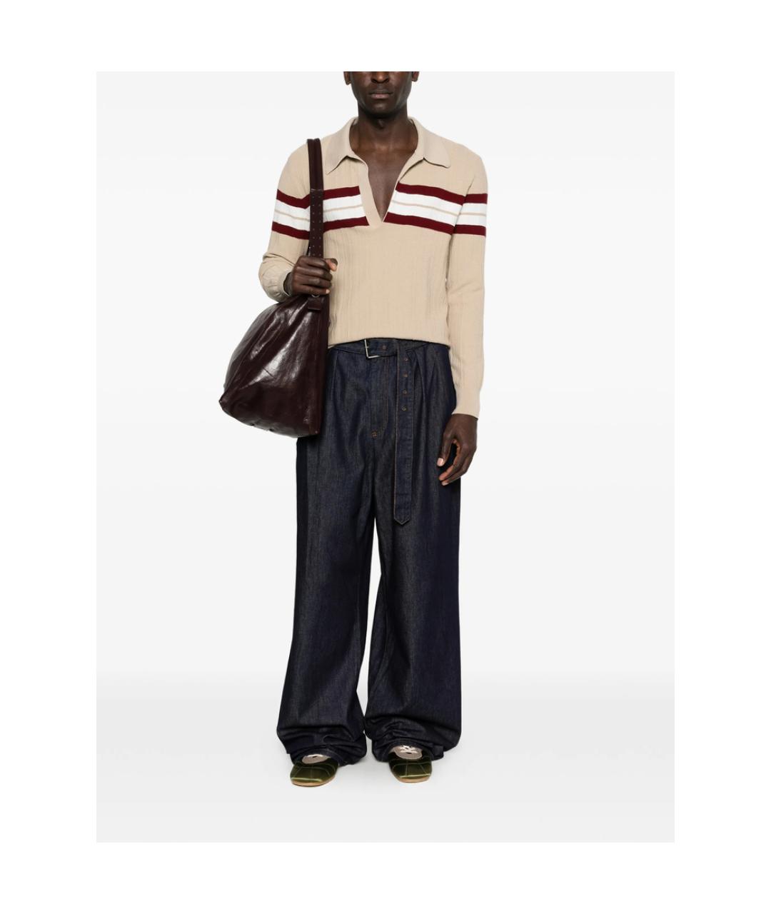 DRIES VAN NOTEN Синие хлопковые прямые джинсы, фото 2