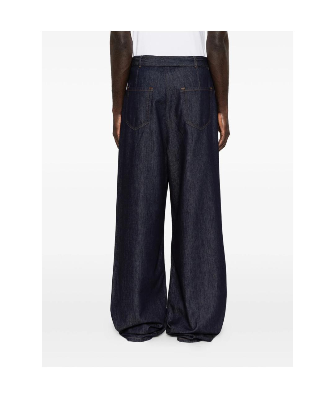 DRIES VAN NOTEN Синие хлопковые прямые джинсы, фото 5
