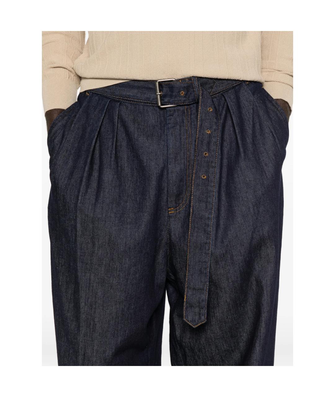 DRIES VAN NOTEN Синие хлопковые прямые джинсы, фото 4