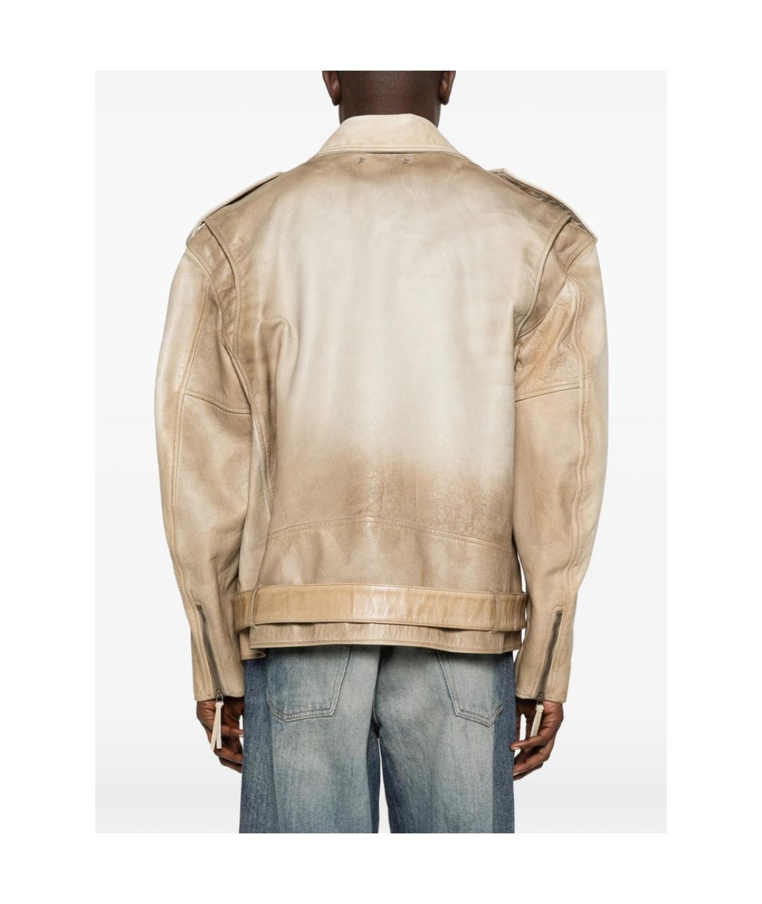 GOLDEN GOOSE Бежевая кожаная куртка, фото 3