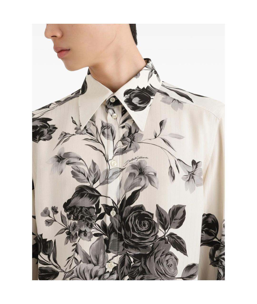 DOLCE&GABBANA Белая шелковая кэжуал рубашка, фото 3