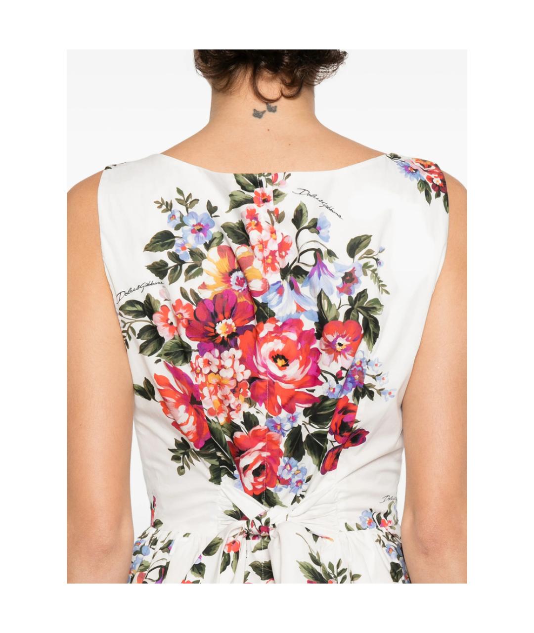 DOLCE&GABBANA Белое хлопковое повседневное платье, фото 4