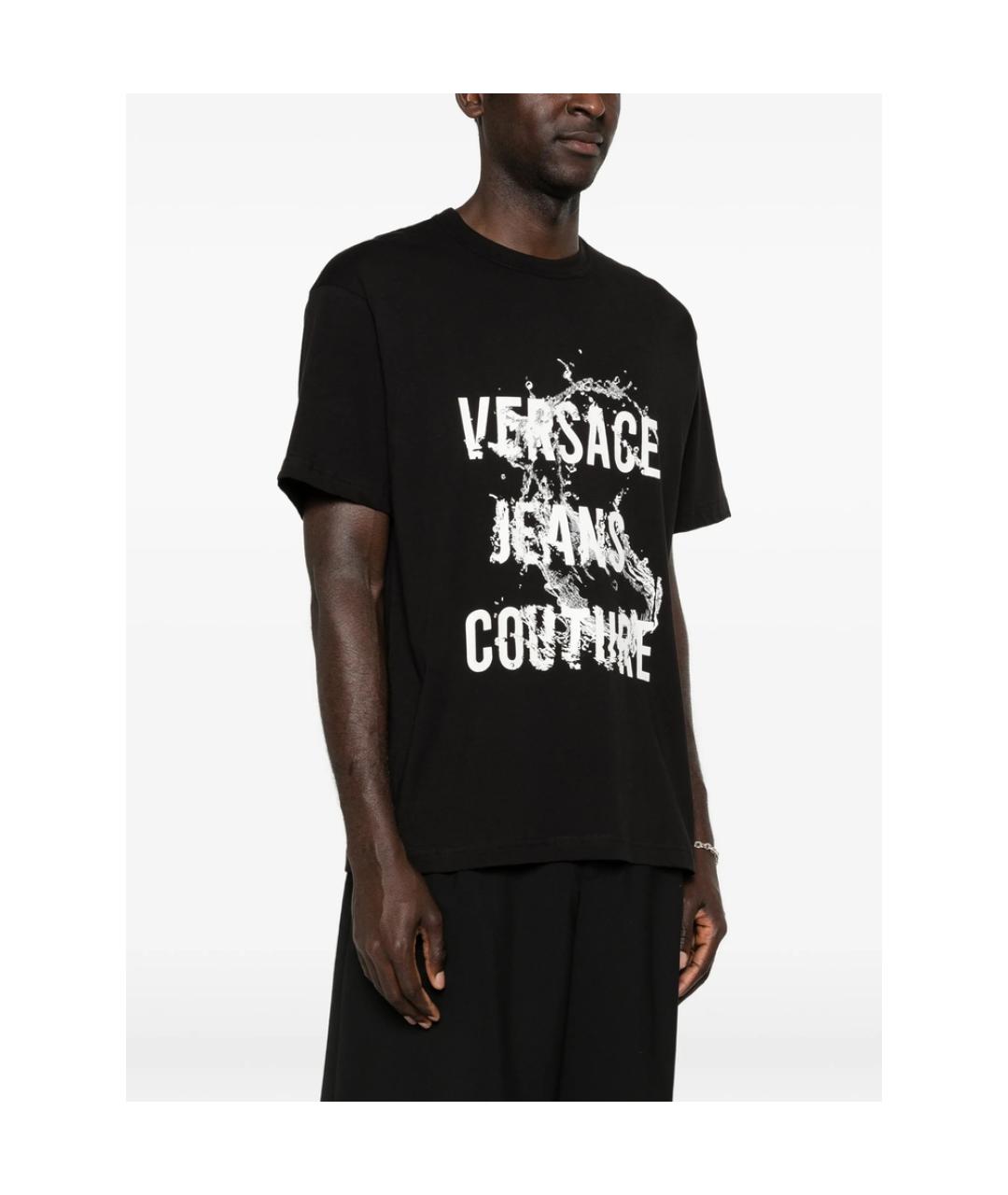 VERSACE JEANS COUTURE Черная хлопковая футболка, фото 4
