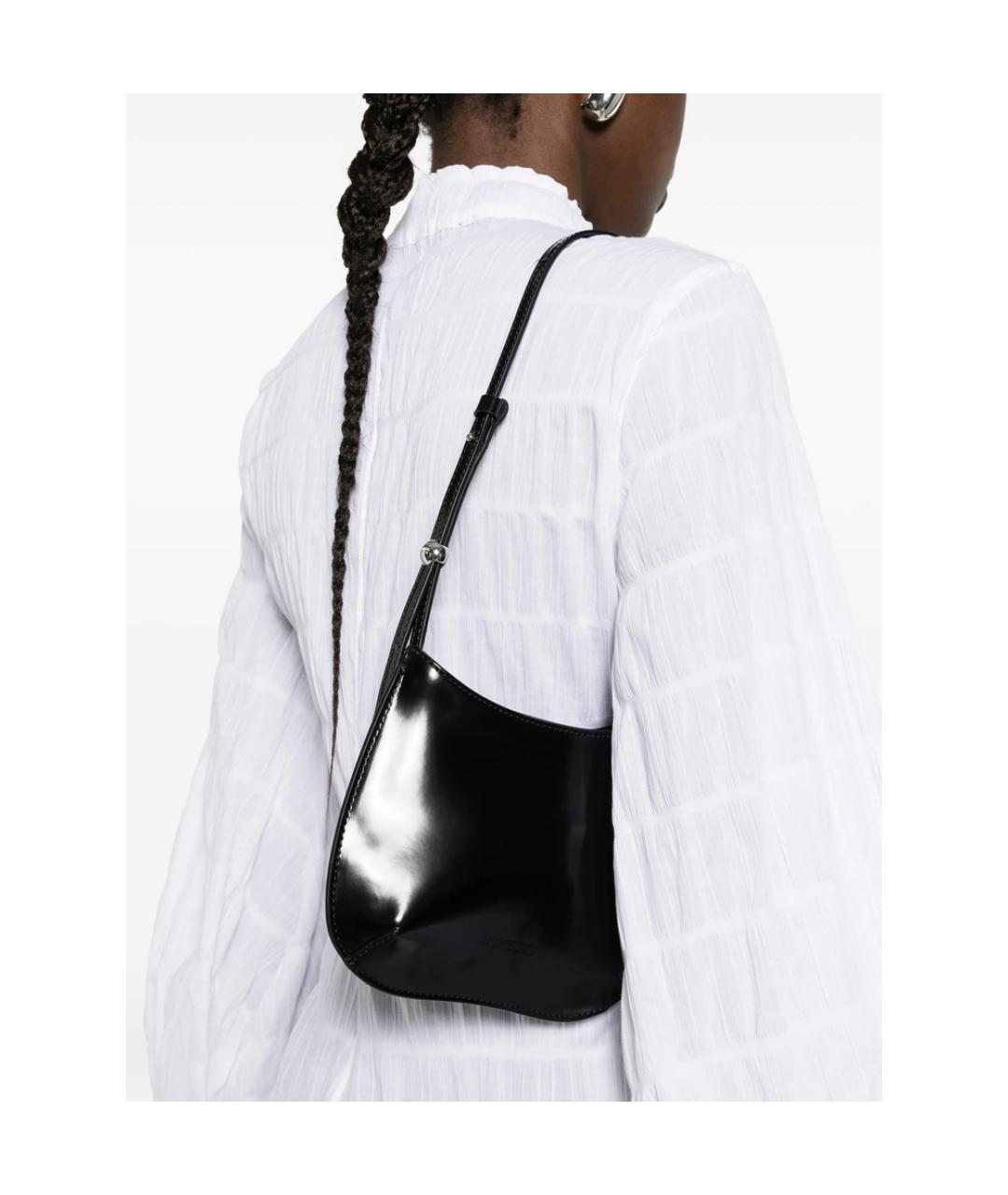 JACQUEMUS Черная кожаная сумка через плечо, фото 2