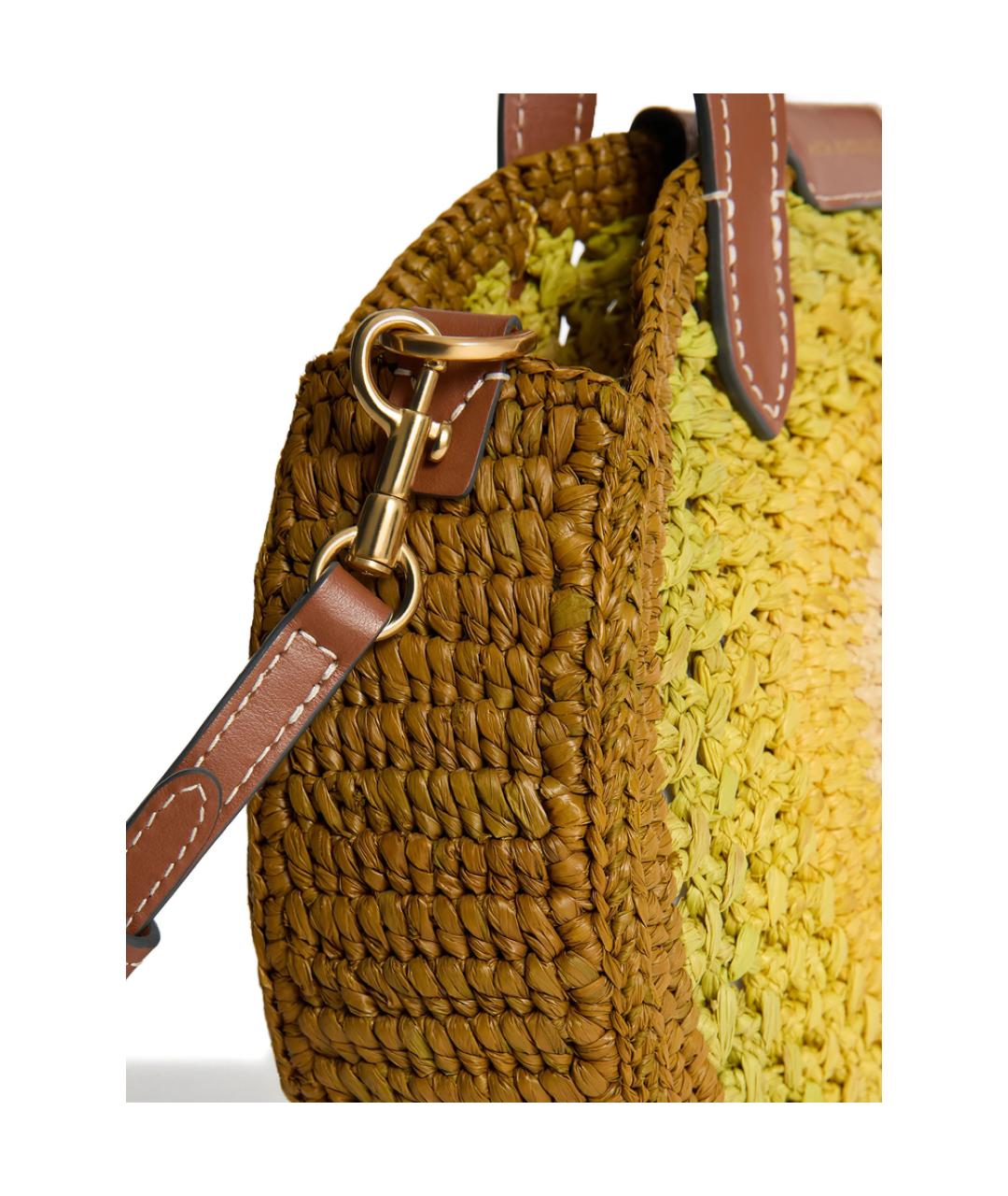 ANYA HINDMARCH Желтая плетеная сумка с короткими ручками, фото 4