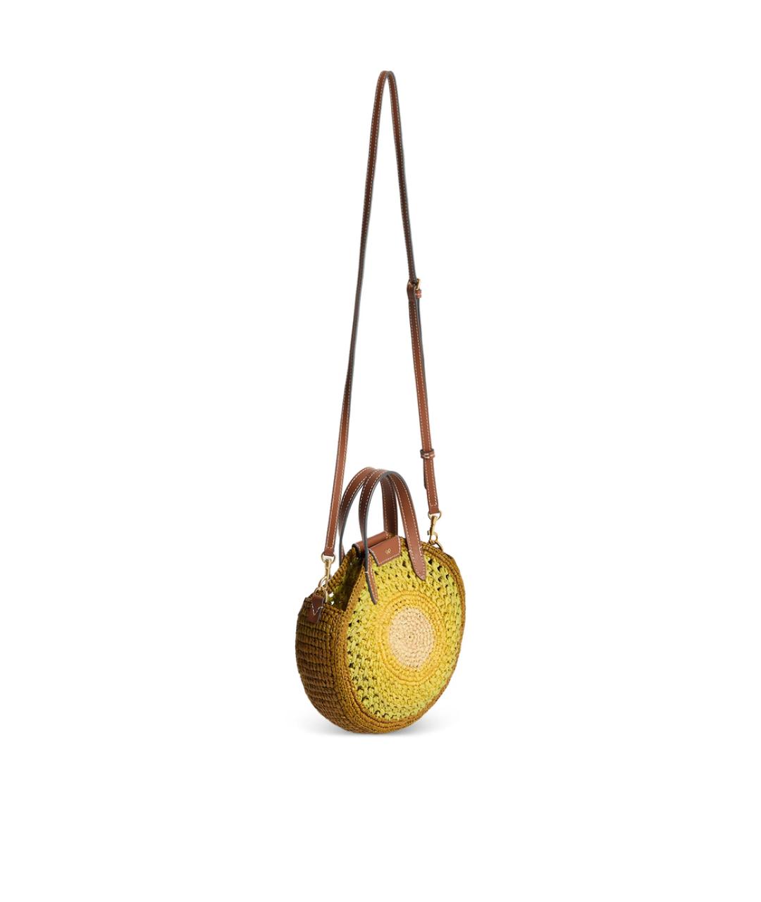 ANYA HINDMARCH Желтая плетеная сумка с короткими ручками, фото 5