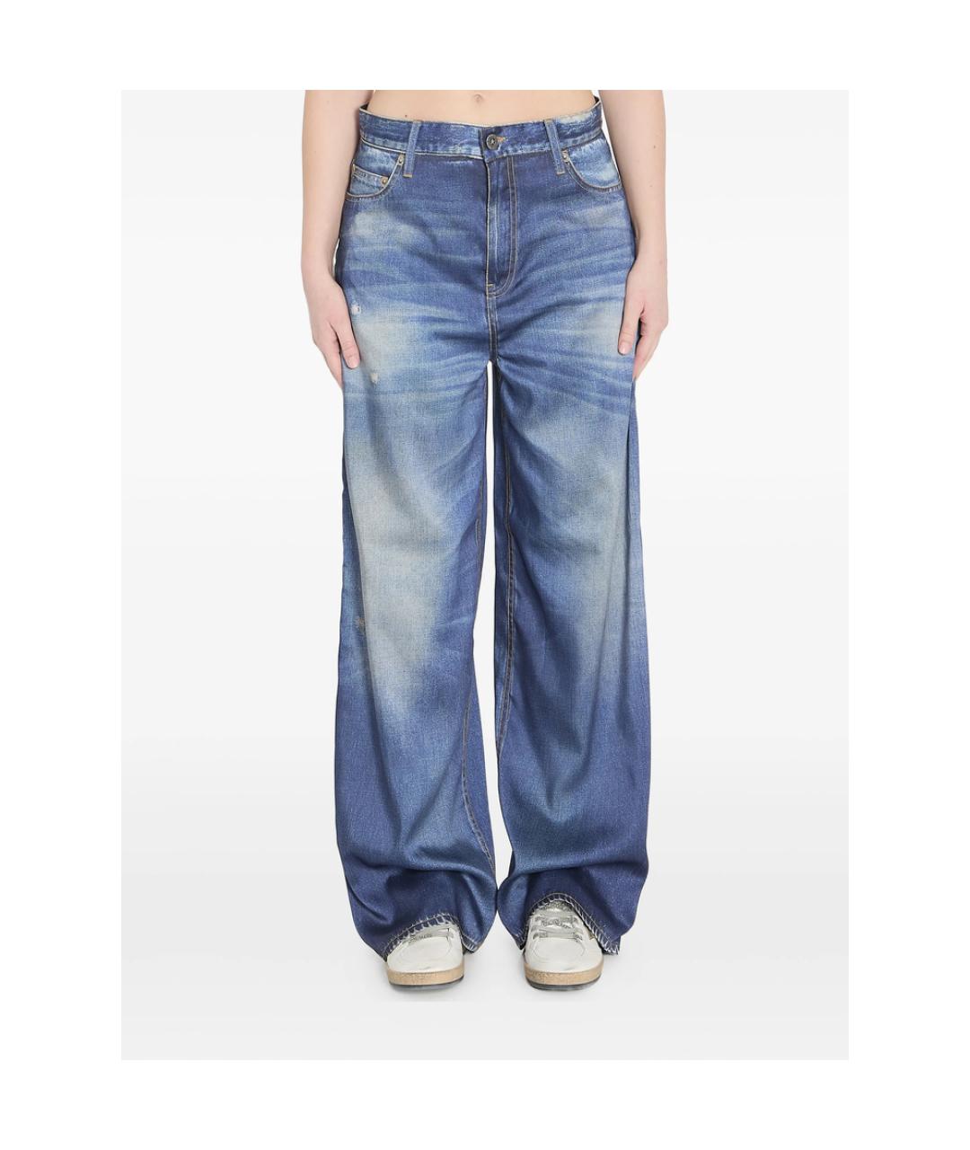 GOLDEN GOOSE Синие полиэстеровые брюки широкие, фото 1