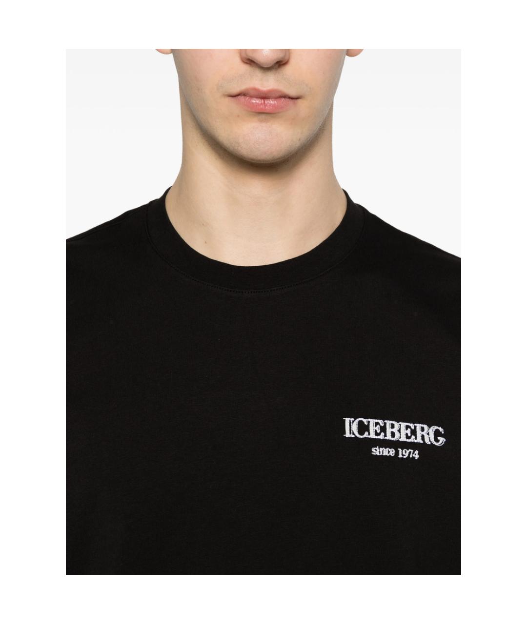 ICEBERG Черная хлопковая футболка, фото 2