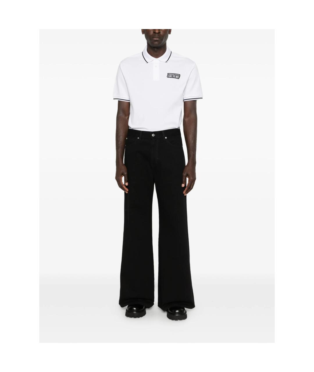 VERSACE JEANS COUTURE Белое хлопковое поло с коротким рукавом, фото 3