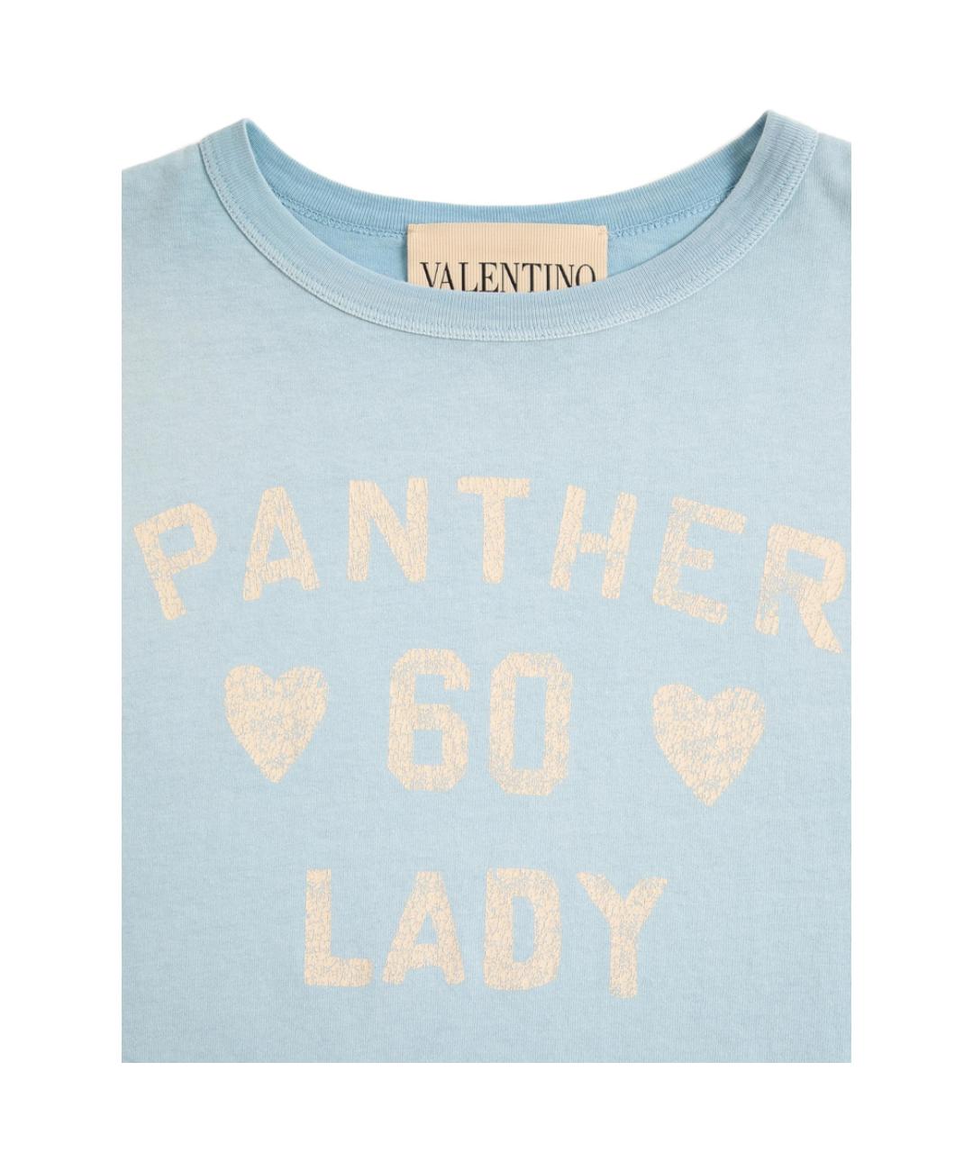 VALENTINO Голубая хлопковая футболка, фото 2