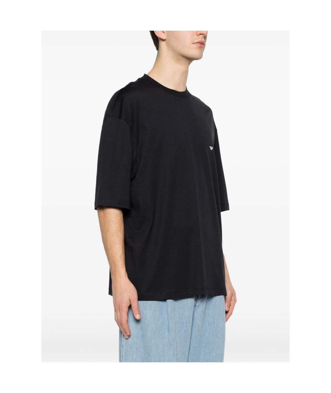 EMPORIO ARMANI Синяя хлопковая футболка, фото 4