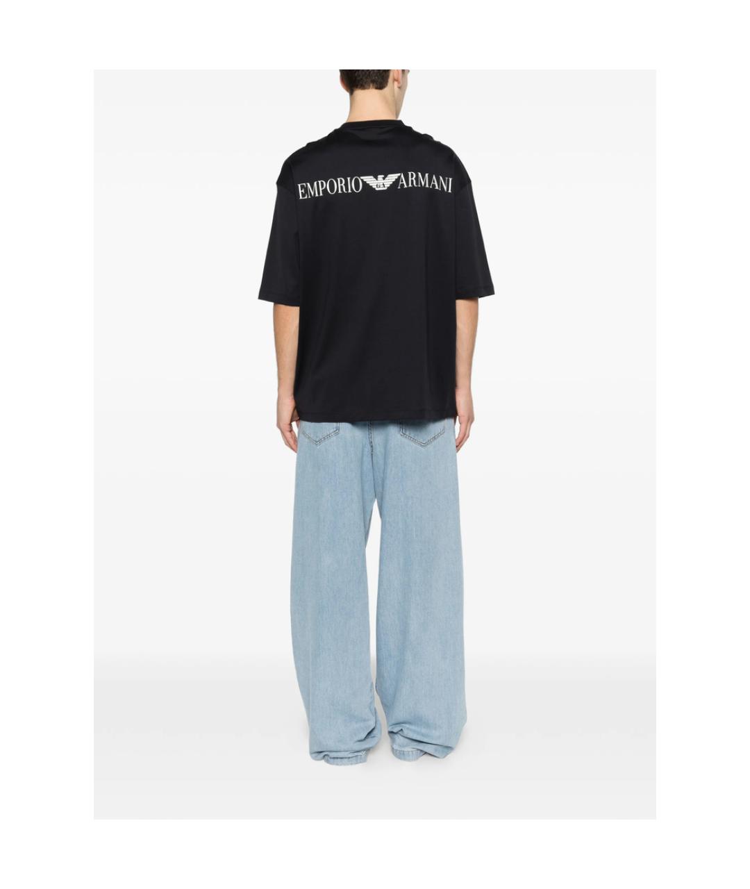 EMPORIO ARMANI Синяя хлопковая футболка, фото 3