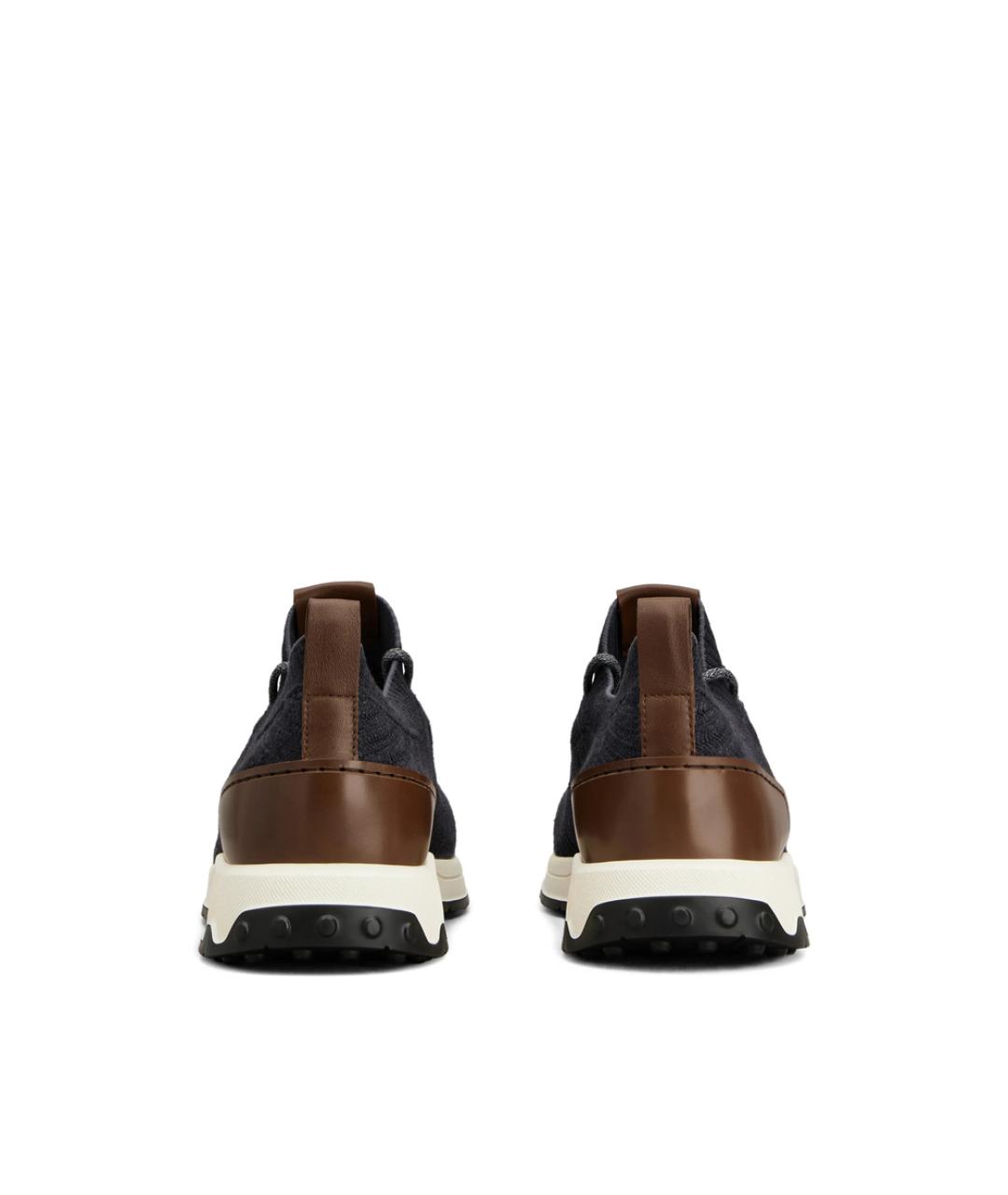 TOD'S Синие кожаные низкие кроссовки / кеды, фото 3