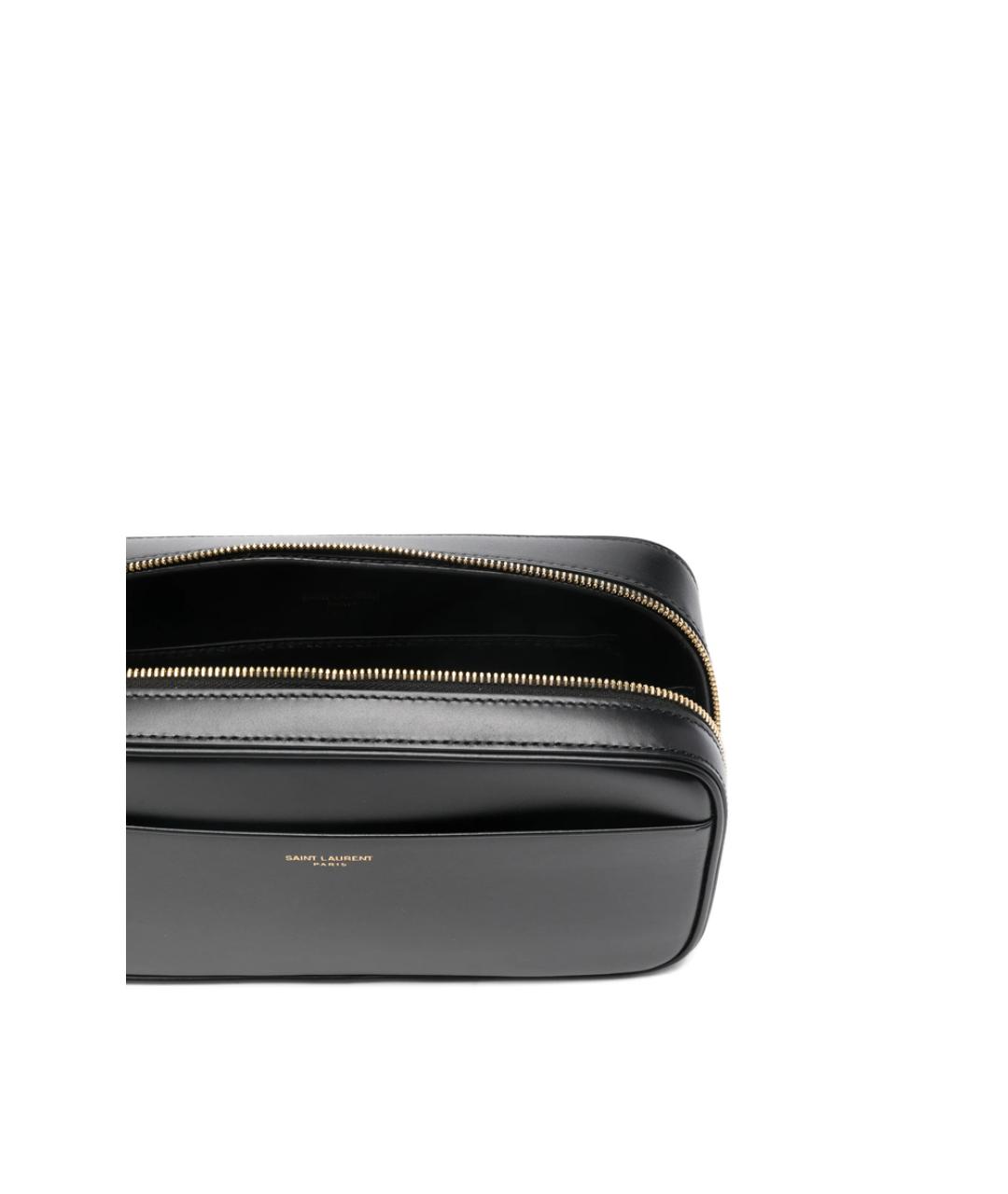 SAINT LAURENT Черная кожаная барсетка, фото 5