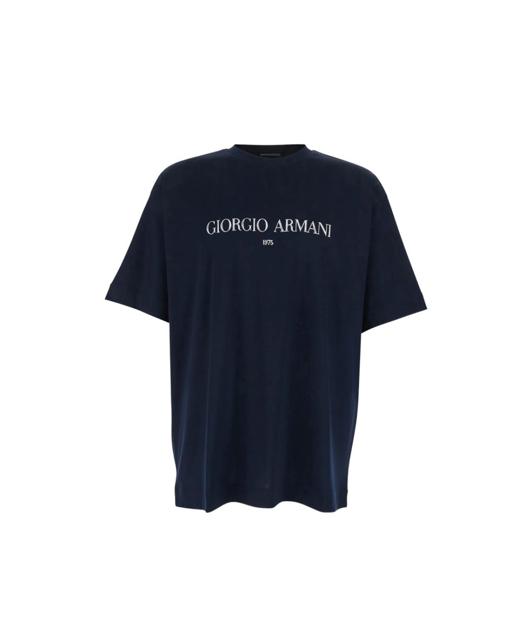 GIORGIO ARMANI Синяя хлопковая футболка, фото 1