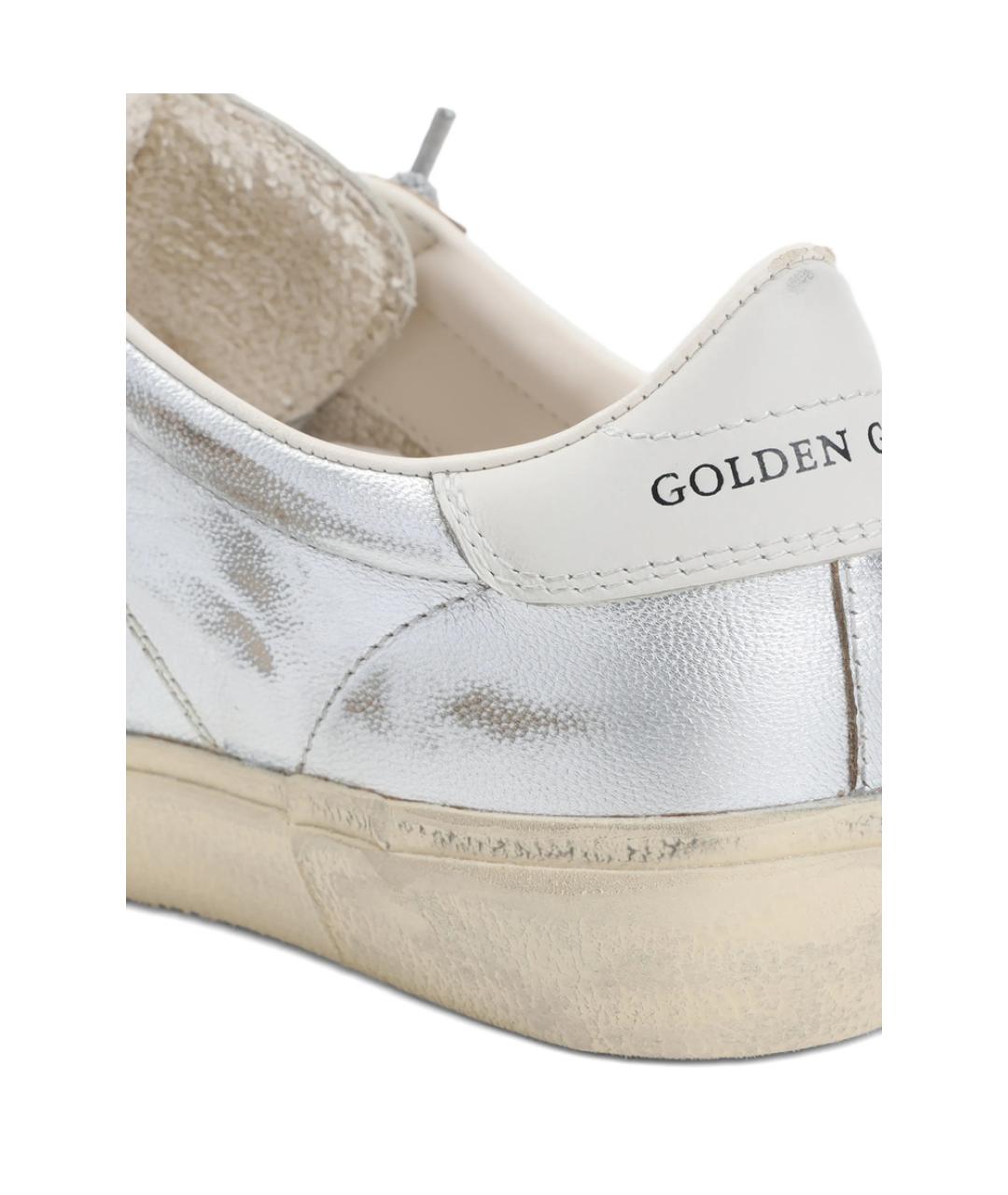 GOLDEN GOOSE Серебряные кожаные кеды, фото 3