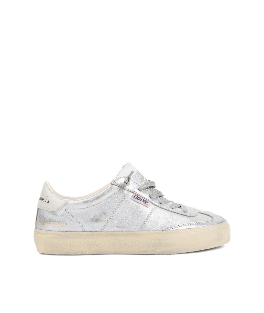 GOLDEN GOOSE Серебряные кожаные кеды, фото 1
