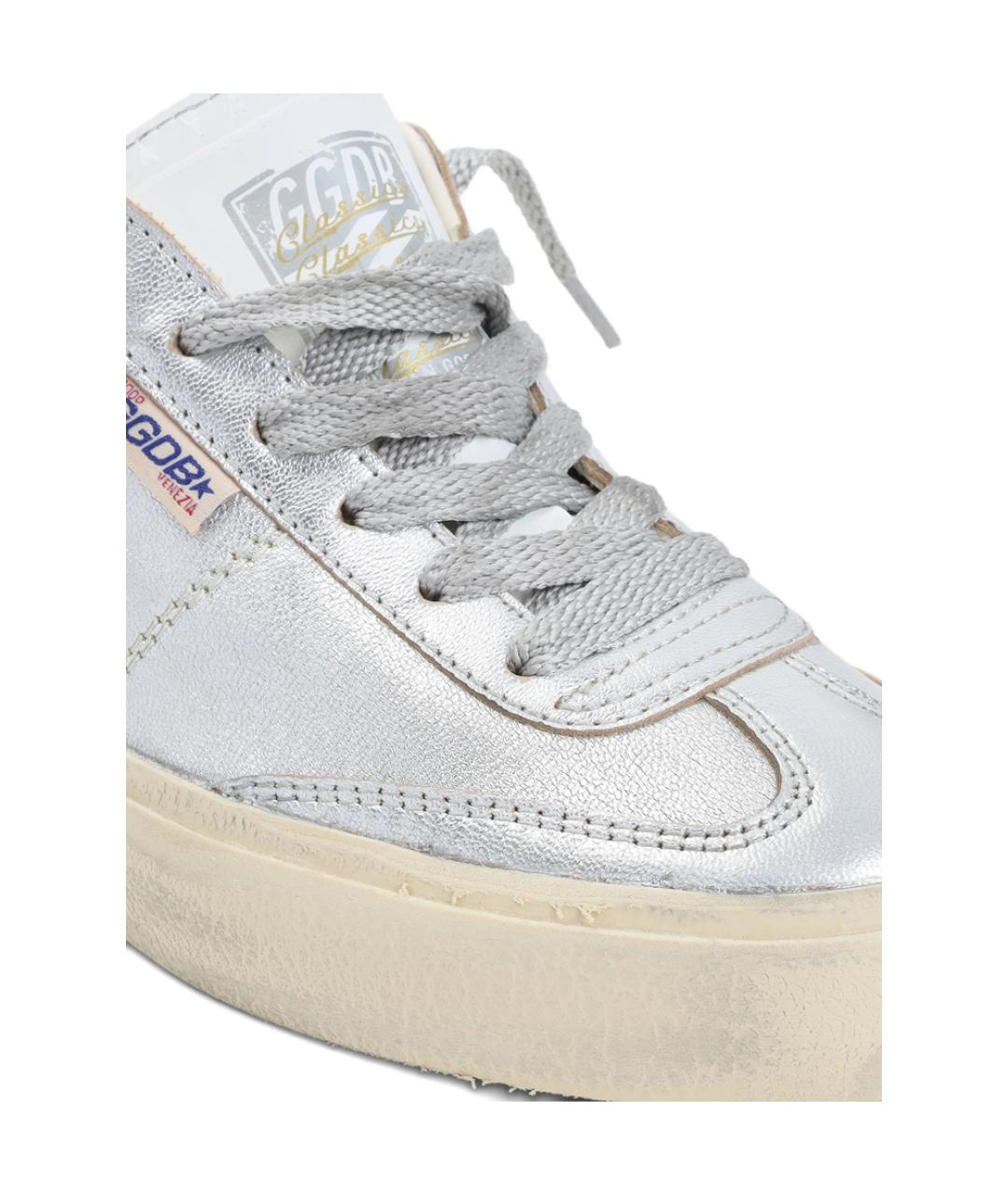 GOLDEN GOOSE Серебряные кожаные кеды, фото 4