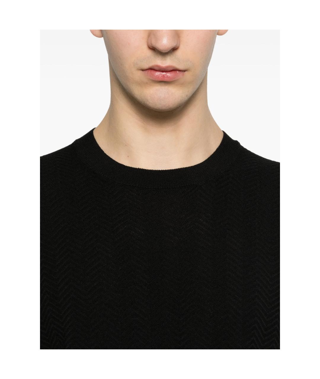 GIORGIO ARMANI Черная хлопковая футболка, фото 4