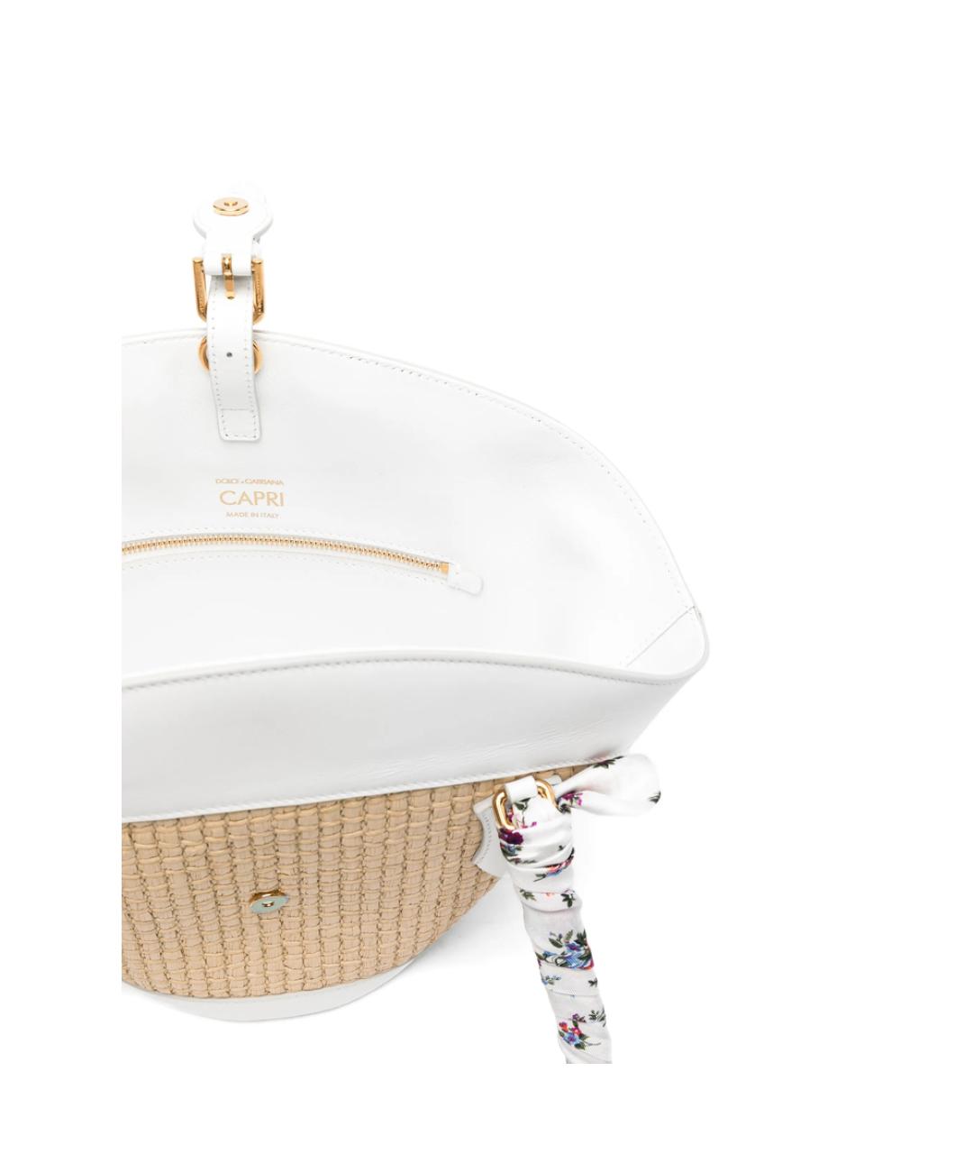 DOLCE&GABBANA Бежевая плетеная сумка тоут, фото 3