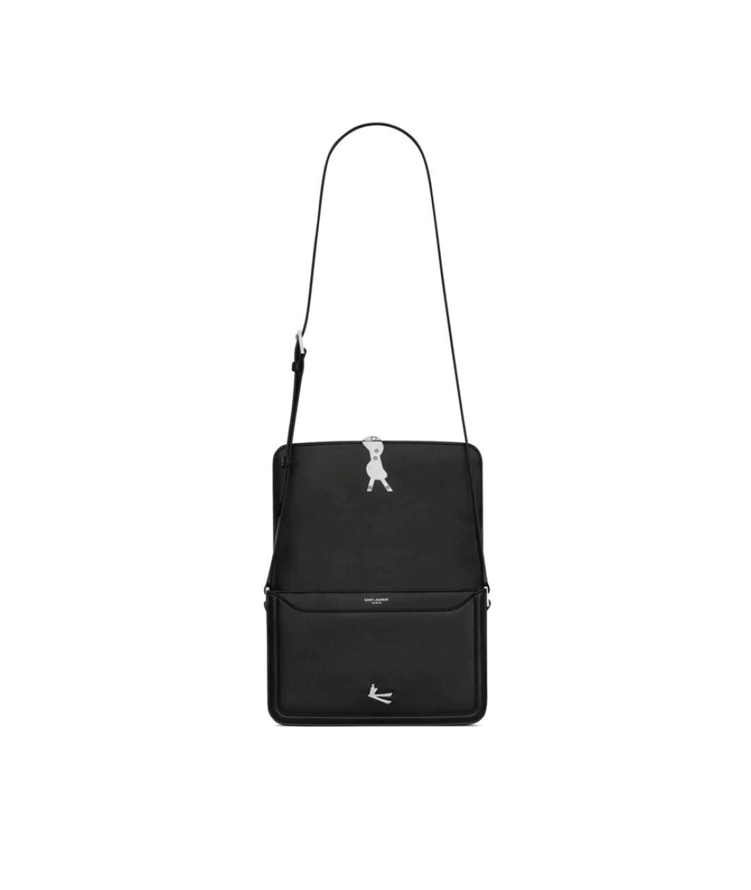 SAINT LAURENT Черная кожаная сумка на плечо, фото 2