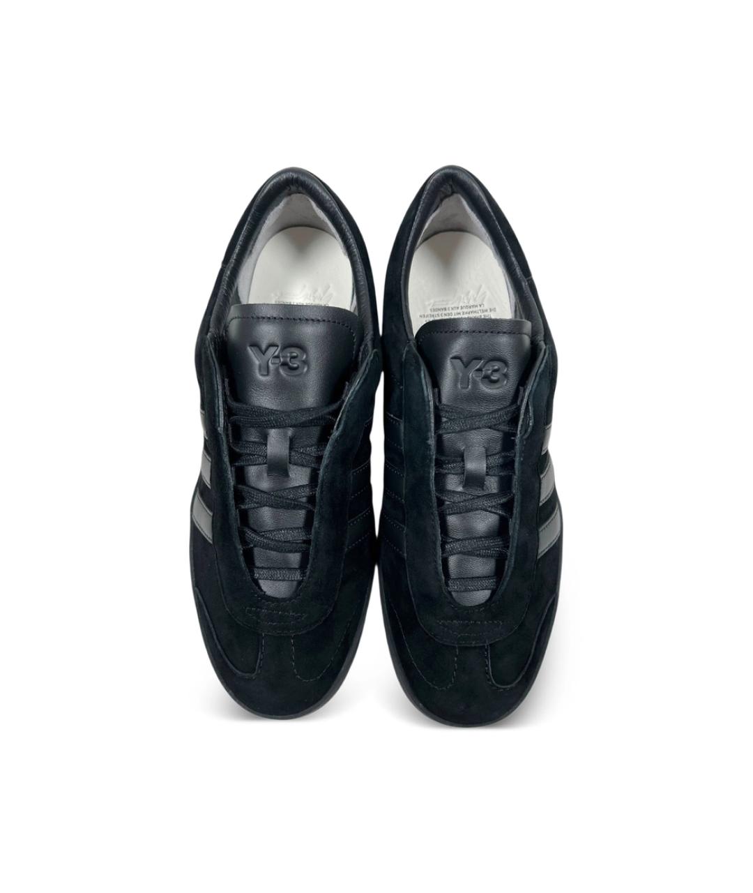 Y-3 Черные кожаные низкие кроссовки / кеды, фото 6