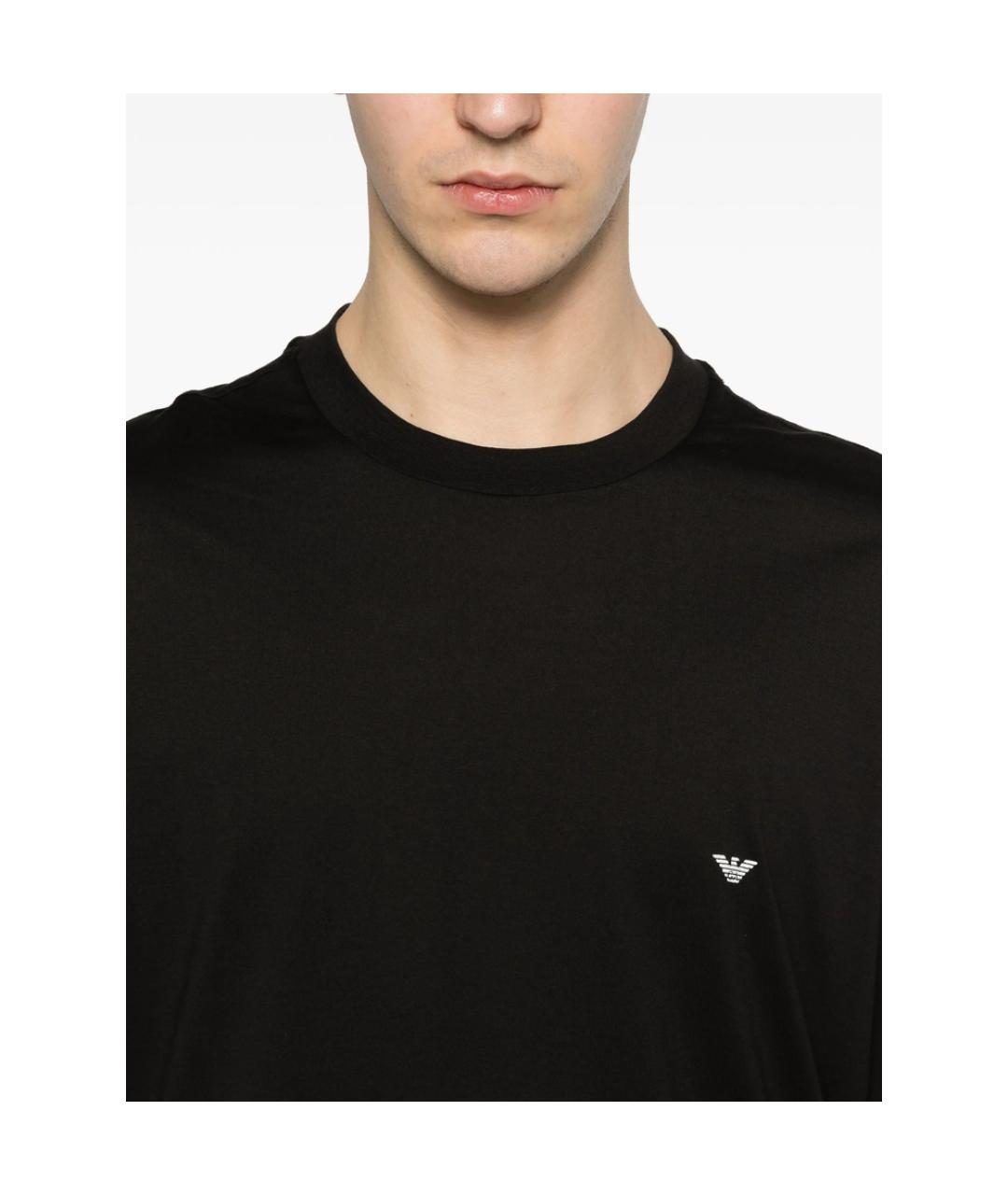 EMPORIO ARMANI Черная хлопковая футболка, фото 3