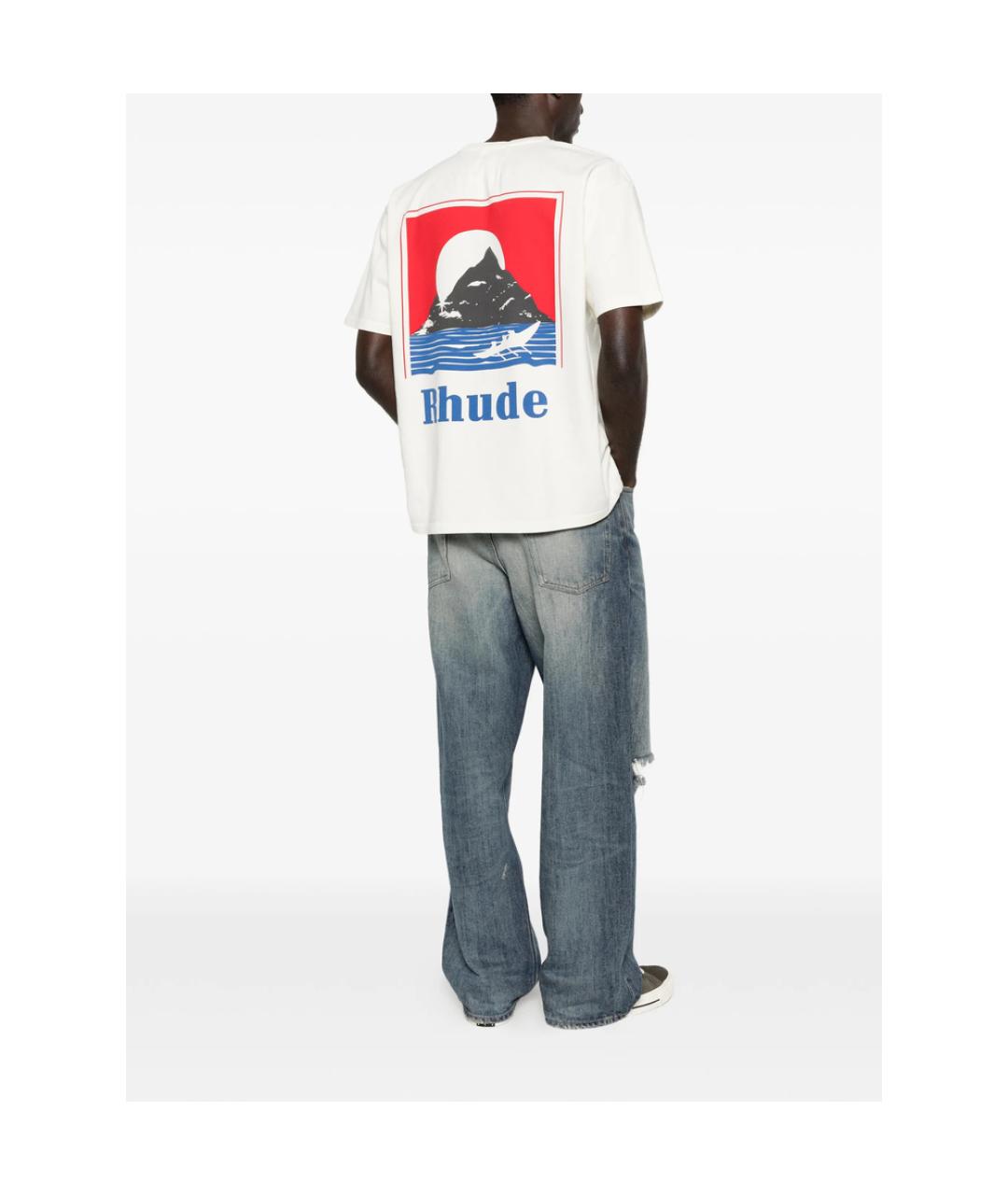 RHUDE Белая хлопковая футболка, фото 4