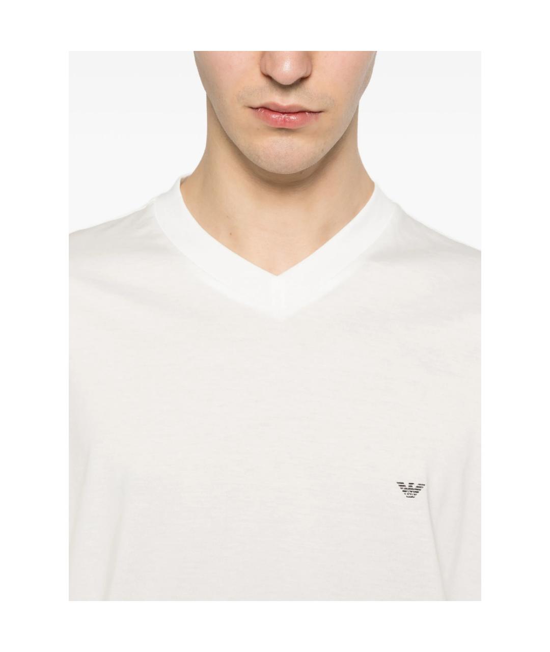 EMPORIO ARMANI Белая хлопковая футболка, фото 4